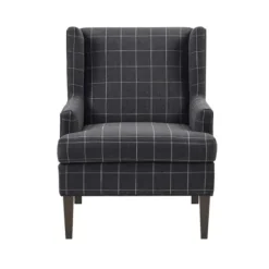 Accent Chairs-Kirkland's Home Grid Plaid Upholstered Martha Stewart Accent Chair Gray