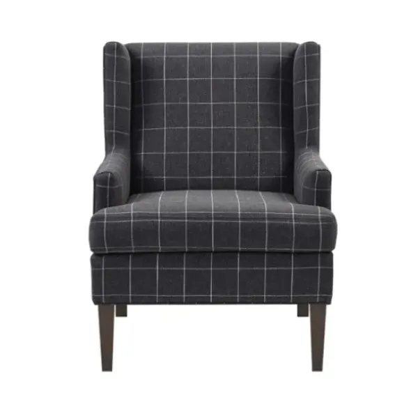Accent Chairs-Kirkland's Home Grid Plaid Upholstered Martha Stewart Accent Chair Gray