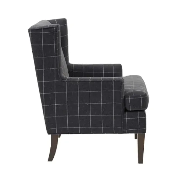 Accent Chairs-Kirkland's Home Grid Plaid Upholstered Martha Stewart Accent Chair Gray
