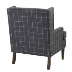 Accent Chairs-Kirkland's Home Grid Plaid Upholstered Martha Stewart Accent Chair Gray