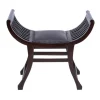 Benches & Ottomans-Kirkland's Home Grommet Leather And Mahogany Ottoman Brown