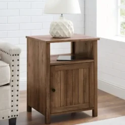 Accent & End Tables-Kirkland's Home Grooved Door Barnwood Side Table Brown