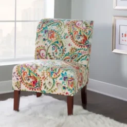 Accent Chairs-Kirkland's Home Hailey Bright Paisley Curved Back Slipper Chair Multi