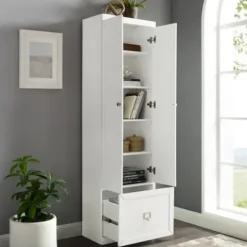 Cabinets & Sideboards-Kirkland's Home Halie White Wood 2-Door Pantry Closet