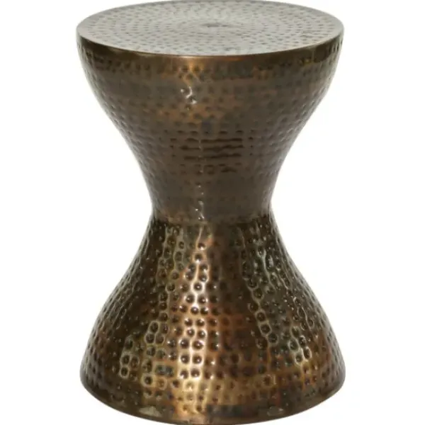 Accent & End Tables-Kirkland's Home Hammered Bronze Iron Hourglass Accent Table Brown