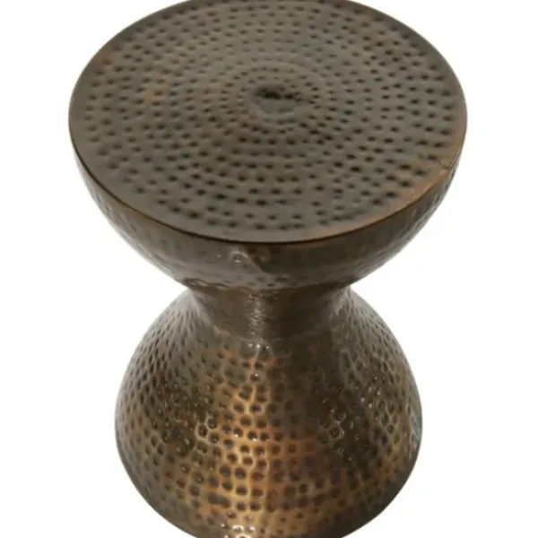 Accent & End Tables-Kirkland's Home Hammered Bronze Iron Hourglass Accent Table Brown