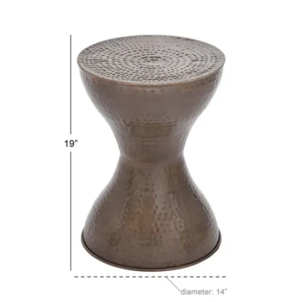 Accent & End Tables-Kirkland's Home Hammered Bronze Iron Hourglass Accent Table Brown