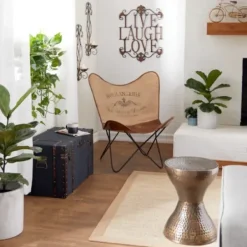 Accent & End Tables-Kirkland's Home Hammered Bronze Iron Hourglass Accent Table Brown