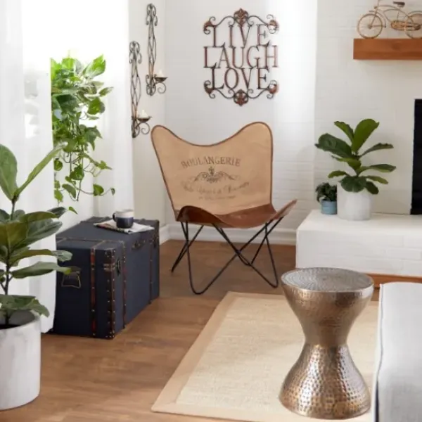 Accent & End Tables-Kirkland's Home Hammered Bronze Iron Hourglass Accent Table Brown