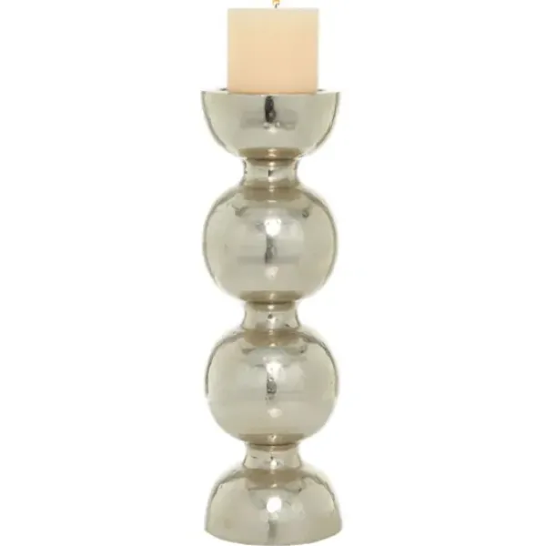 Candle Holders-Kirkland's Home Hammered Metal Orb Candle Holder, 18 In. Silver