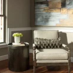 Accent & End Tables-Kirkland's Home Hammered Pewter Barrel Accent Table