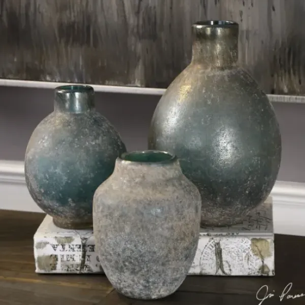 Vases-Kirkland's Home Hand Carved Wooden Urns, Set Of 2 Tan/Brown