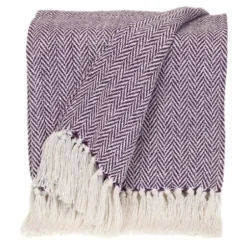 Blankets & Throws-Kirkland's Home Hand Loomed Herringbone Throw Purple
