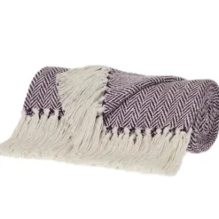Blankets & Throws-Kirkland's Home Hand Loomed Herringbone Throw Purple