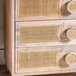 Dressers & Chests-Kirkland's Home Hand Woven Cane 3-Drawer Wood Chest