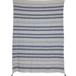 Blankets & Throws-Kirkland's Home Hand Woven Striped Throw Blanket Blue