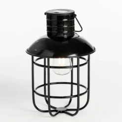 Outdoor Lighting-Kirkland's Home Hanging Cage Solar Powered Lantern Black