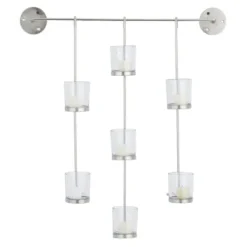 Sconces-Kirkland's Home Hanging Glass Votive Wall Plaque Silver