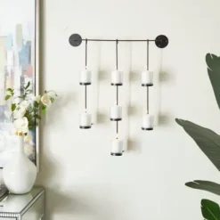 Sconces-Kirkland's Home Hanging Glass Votive Wall Plaque Black