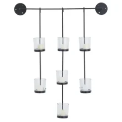 Sconces-Kirkland's Home Hanging Glass Votive Wall Plaque Black