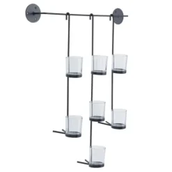 Sconces-Kirkland's Home Hanging Glass Votive Wall Plaque Black