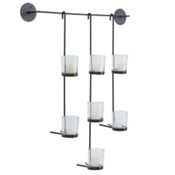 Sconces-Kirkland's Home Hanging Glass Votive Wall Plaque Black