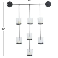 Sconces-Kirkland's Home Hanging Glass Votive Wall Plaque Black