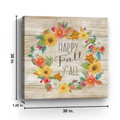 Wall Quotes & Signs-Kirkland's Home Happy Fall Y'All Wreath Giclee Canvas Art Print Tan/Multi
