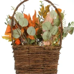 Arrangements & Greenery-Kirkland's Home Harvest Arrangement In Woven Wall Basket Green/Orange/Brown