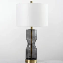 Table Lamps-Kirkland's Home Hayley Smoke Hourglass Table Lamp White