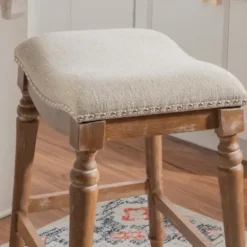 Bar Stools & Counter Height Stools-Kirkland's Home Hazelnut Upholstered Curved Seat Counter Stool Gray