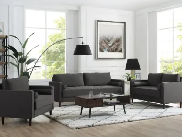 Sofas & Loveseats-Kirkland's Home Heather Chelsea Modern Sofa Gray