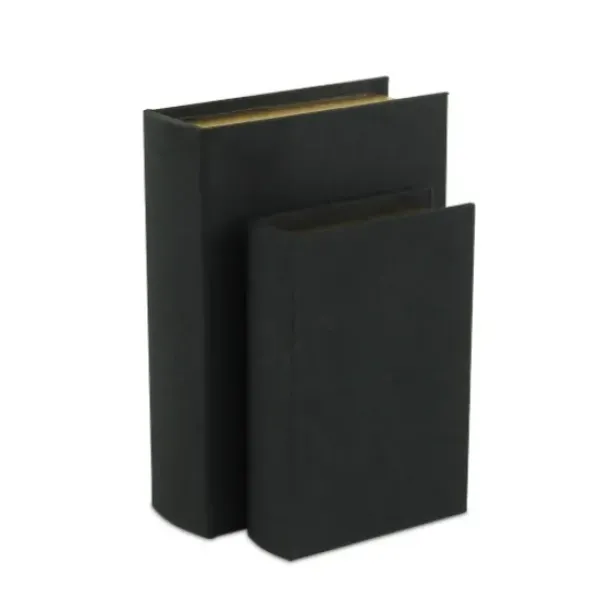 Baskets & Boxes-Kirkland's Home Heathered Linen Book Boxes, Set Of 2 Black