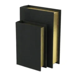Baskets & Boxes-Kirkland's Home Heathered Linen Book Boxes, Set Of 2 Black