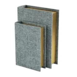 Baskets & Boxes-Kirkland's Home Heathered Linen Book Boxes, Set Of 2 Blue