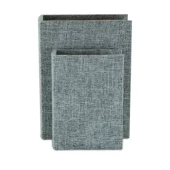 Baskets & Boxes-Kirkland's Home Heathered Linen Book Boxes, Set Of 2 Blue