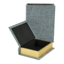 Baskets & Boxes-Kirkland's Home Heathered Linen Book Boxes, Set Of 2 Blue