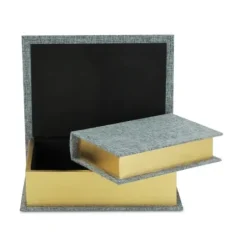 Baskets & Boxes-Kirkland's Home Heathered Linen Book Boxes, Set Of 2 Blue