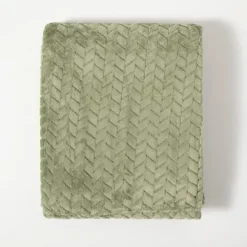 Blankets & Throws-Kirkland's Home Heavenly Herringbone Plush Throw Green