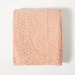 Blankets & Throws-Kirkland's Home Heavenly Herringbone Plush Throw Pink