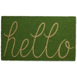 Doormats-Kirkland's Home Hello Cabana Stripe Coir Doormat Tan/Black/White