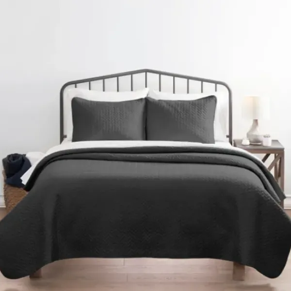Bedspreads & Coverlets-Kirkland's Home Herring Quilted 3-Pc. Twin Coverlet Set Gray