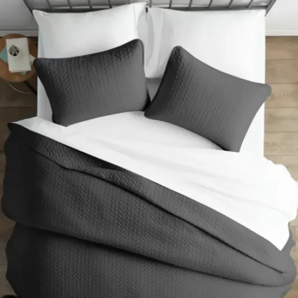Bedspreads & Coverlets-Kirkland's Home Herring Quilted 3-Pc. Twin Coverlet Set Gray