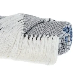 Blankets & Throws-Kirkland's Home Herringbone Multi Striped Throw Black