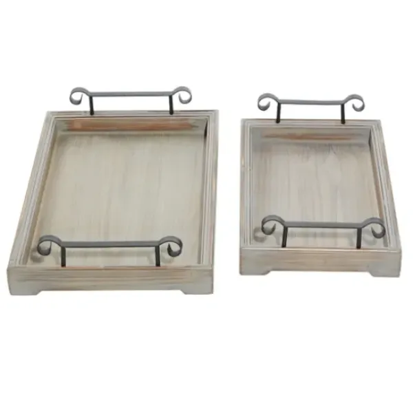 Decorative Trays-Kirkland's Home Hexagon Large Print 2-Pc. Tray Set Gold