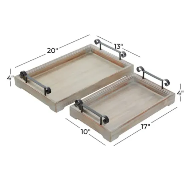 Decorative Trays-Kirkland's Home Hexagon Large Print 2-Pc. Tray Set Gold