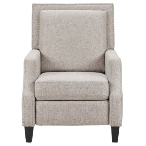 Accent Chairs-Kirkland's Home High Back Nail Head Trim Upholstered Recliner Gray