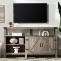 Tv Stands & Media Consoles-Kirkland's Home Highboy Barn Door Tv Stand Gray