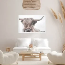 Framed Art-Kirkland's Home Highland Cow Framed Art Print Brown/White