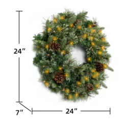 Wreaths-Kirkland's Home Holiday Pine Needle Cabin Pre-Lit Wreath Green/Brown